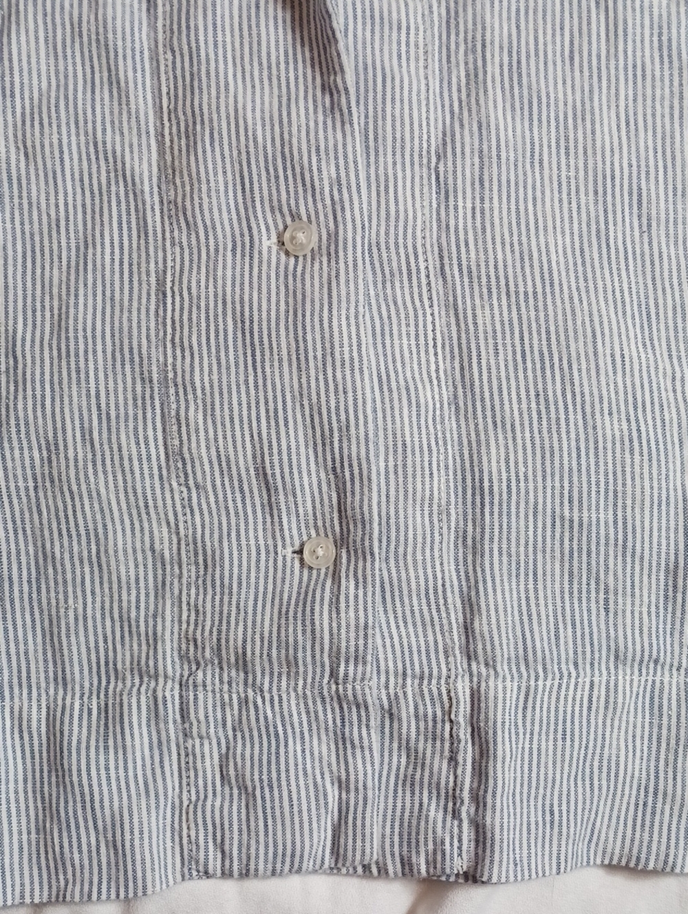 Quince Button Up Top Linen Oversized Pinstripes Cool Preppy Coastal Size XS - Picture 7 of 7